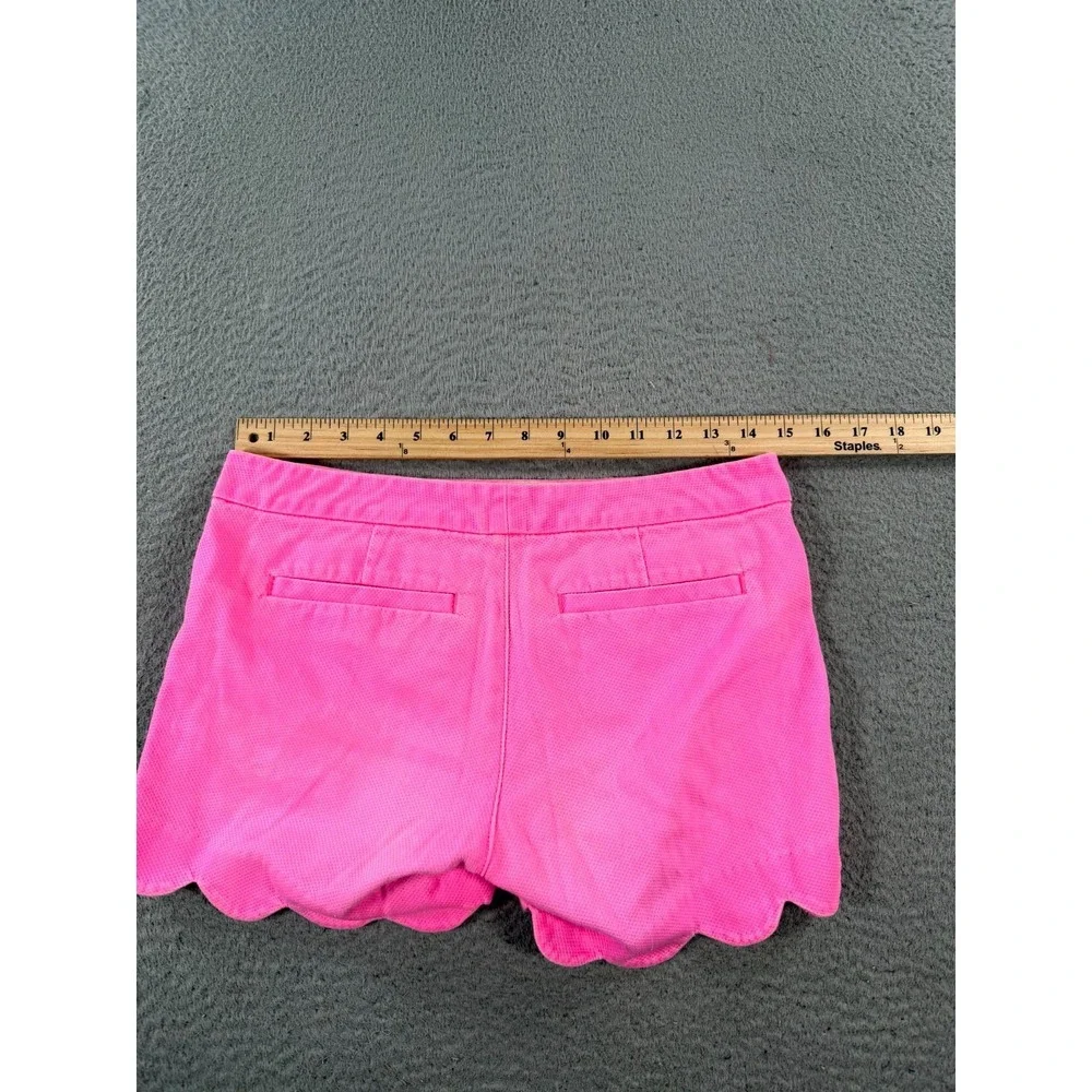 Lilly Pulitzer Buttercup Short Women 00 Pink Cotton Scalloped Hem Casual Stretch
